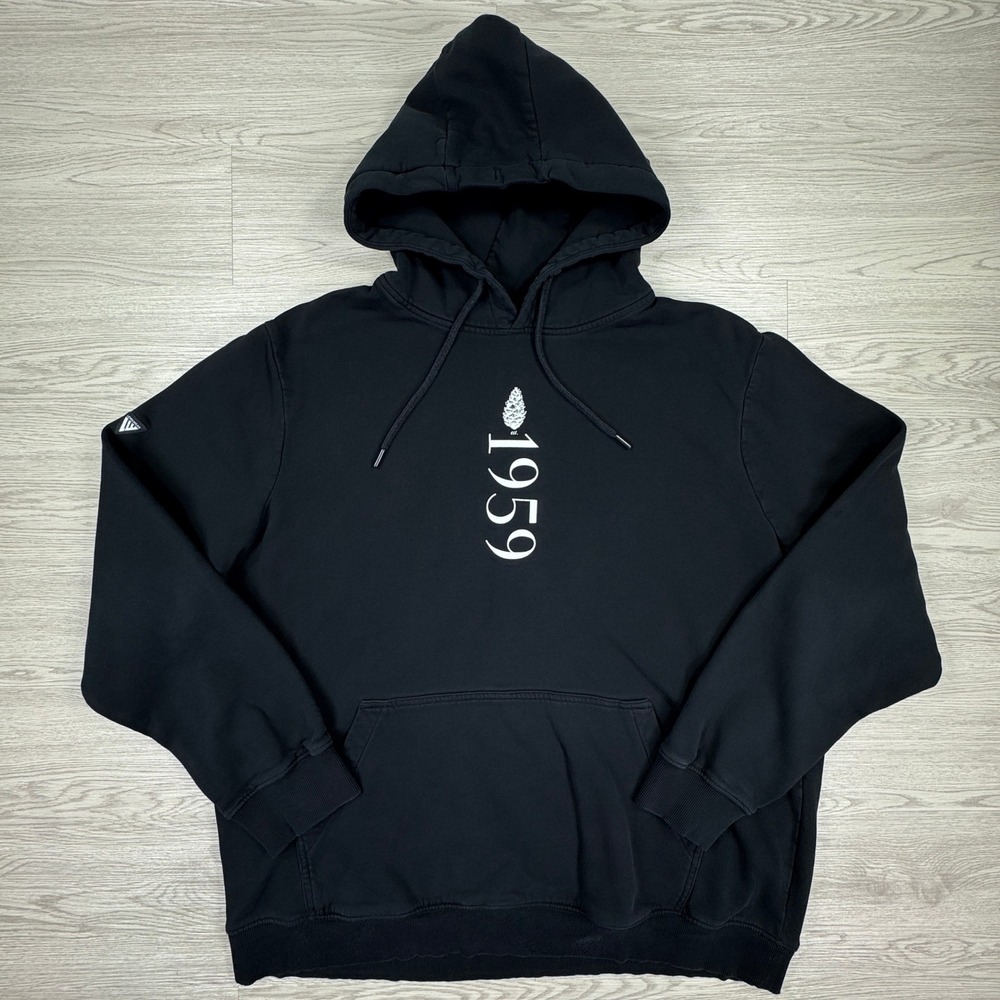 Levelwear Men's Hoodie 1959 Black 2XL Pinecone Graphic Pullover Fleece Lined
